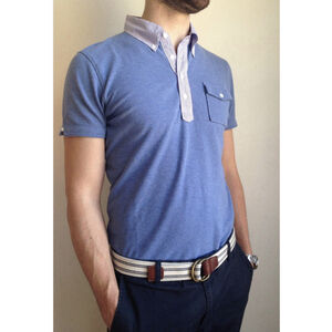 Michael Bastian x Uniqlo Men's Blue Washed Short Sleeve Polo Shirt Size L